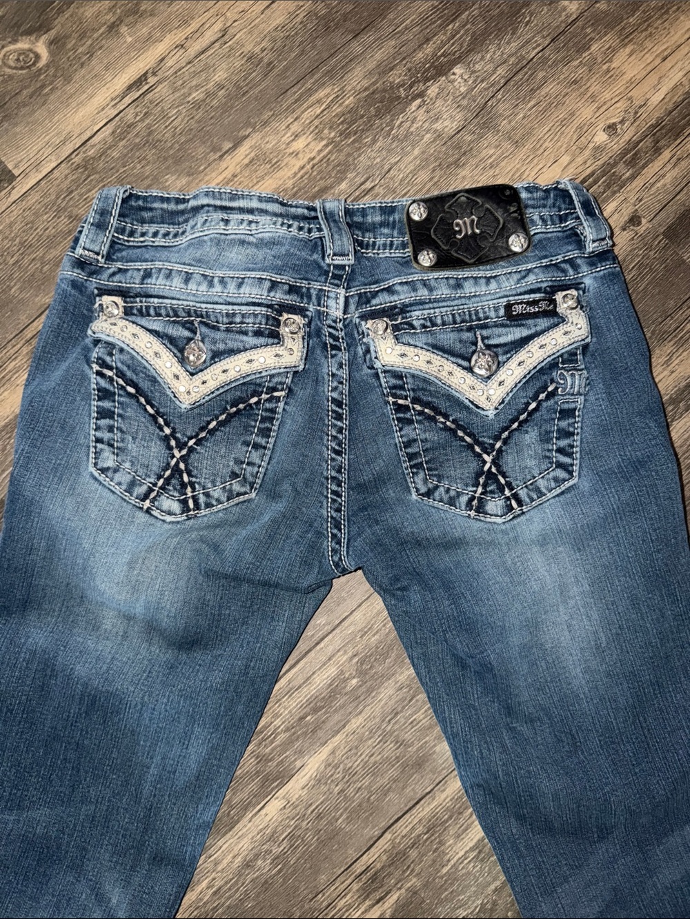 Miss Me Medium Blue Embroidered Back Pocket Jeans